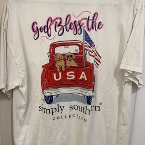 White simply souther tshirt “god bless the usa”